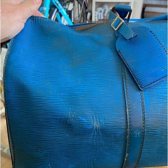 Louis Vuitton 1995 “Keepall 50” travel duffle. Toledo blue Epi. One owner - Picture 8 of 16